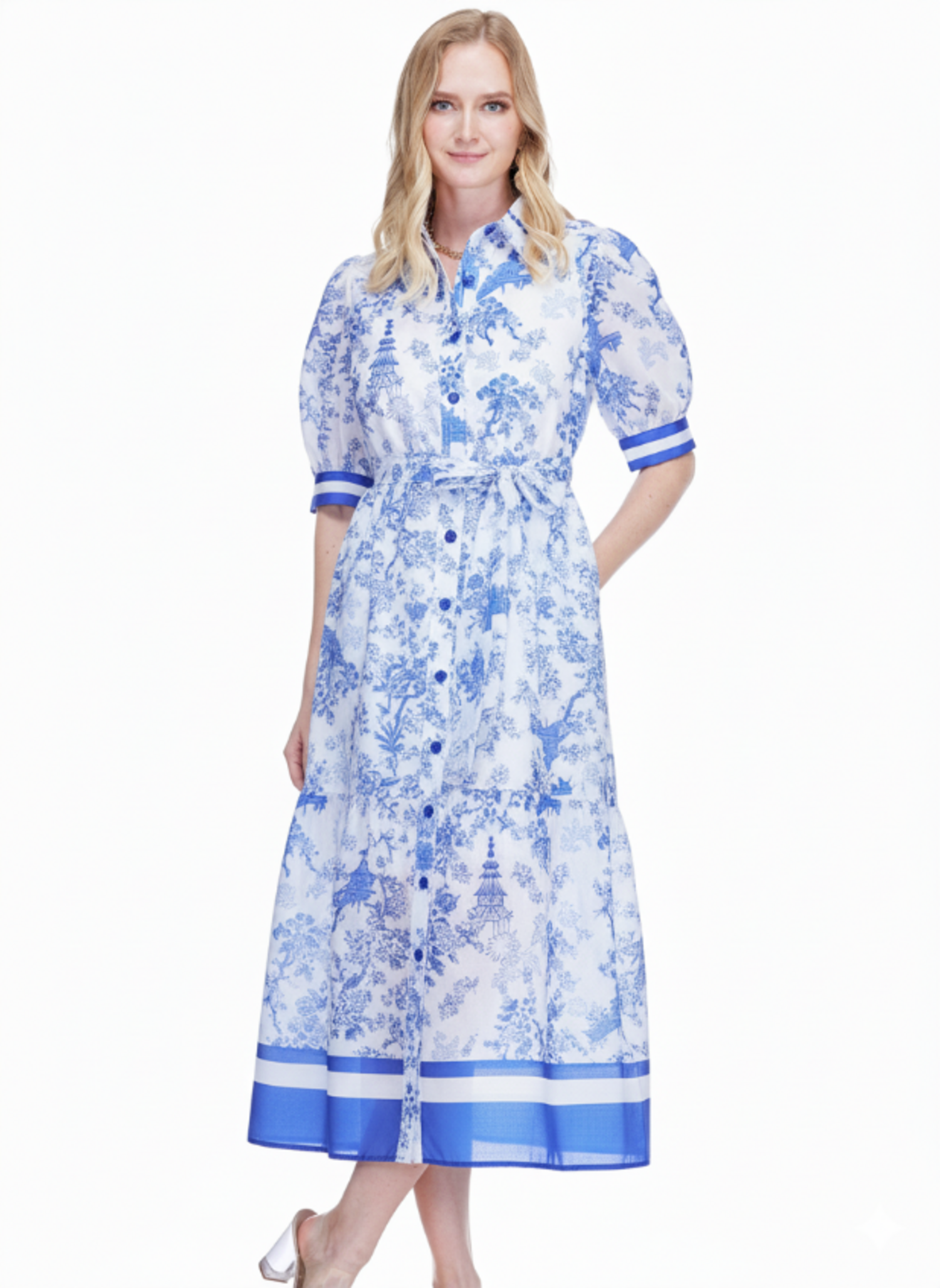 knee length dresses for ladies Plus Size Pink Modern Oriental Floral Qipao Midi Dress – Pluspreorder main image 1