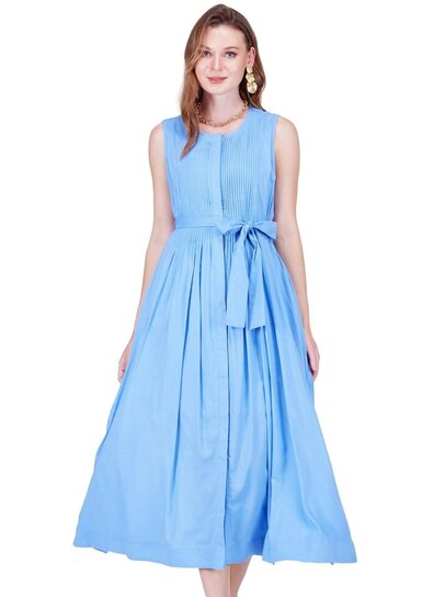 knee length dresses for ladies Wild Joy Halter Maxi Dress Blue Polka
