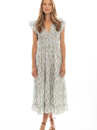button down maxi dress pattern Baltic Born Womens Meline Button Front Maxi Dress | Light Blue Multi