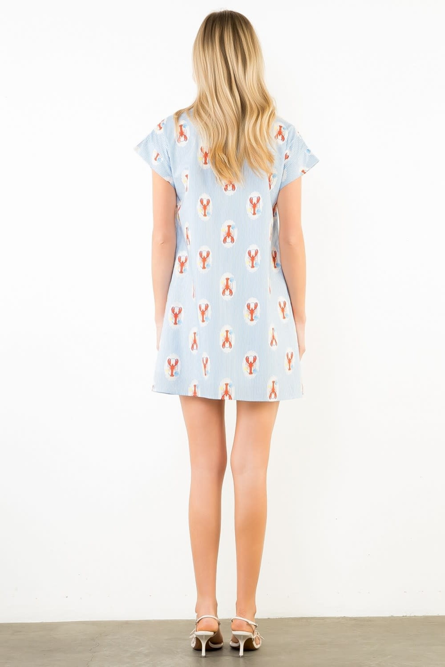lobster linen dress Lobster Print Sleeveless linen Dress Multicolor / L