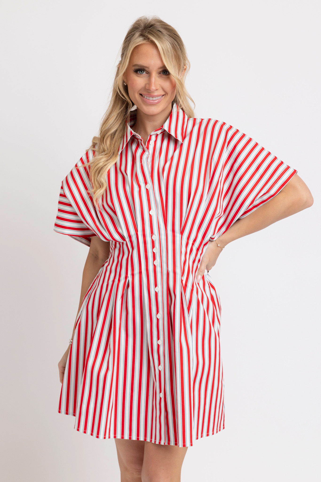 Karlie Americana Stripe Shirt Dress - Tulips in Little Rock Karlie Americana Stripe Shirt Dress - Tulips in Little Rock