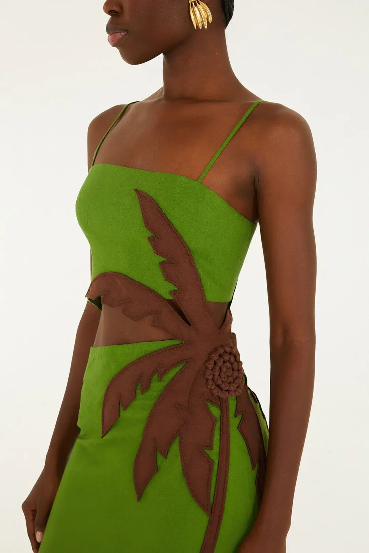 farm rio palm tree cutout midi dress GREEN Palm Tree Maxi Dress