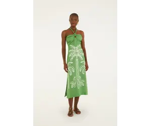 palm tree embroidered dress Coconut Tree Embroidered Maxi Dress FARM Rio