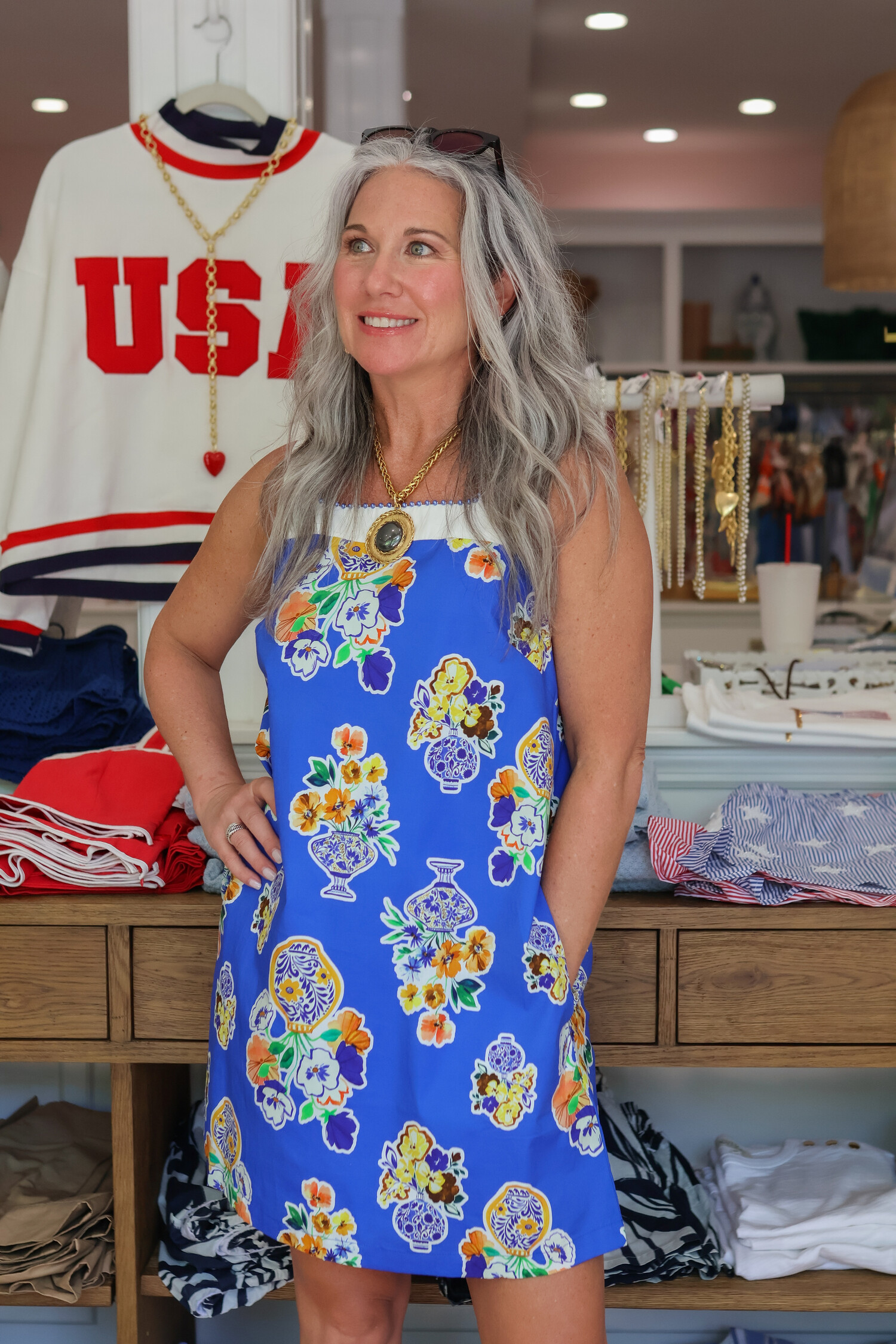 blue shift dress Thea in Steel All Cabana Life clothing provides broad spectrum UV protection Cabana Life - Harbor Short