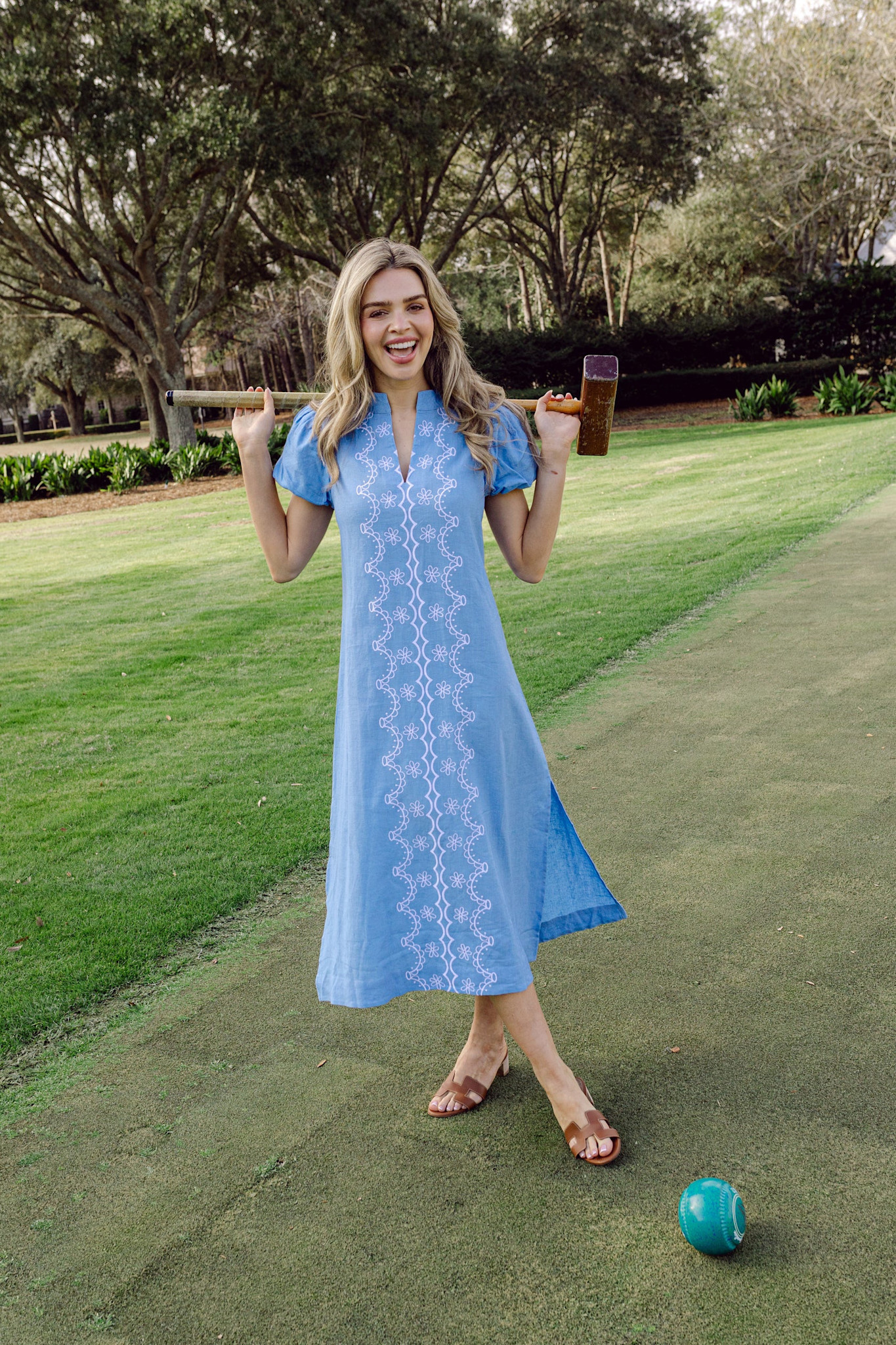 Embroidered Tunic Dress - Tulips in Little Rock