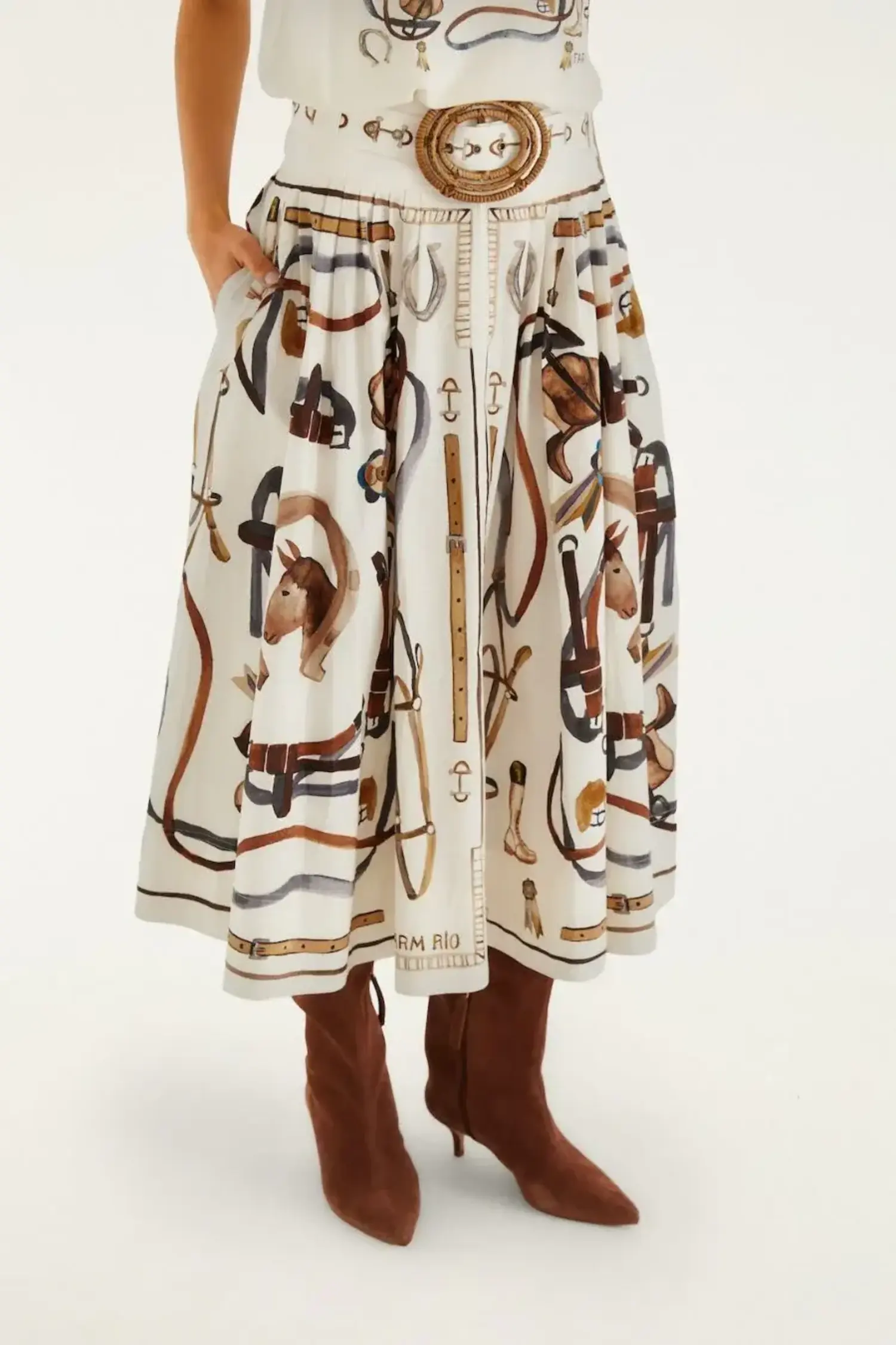 Farm Rio Equestrian Scarf Skirt - Tulips in Little Rock