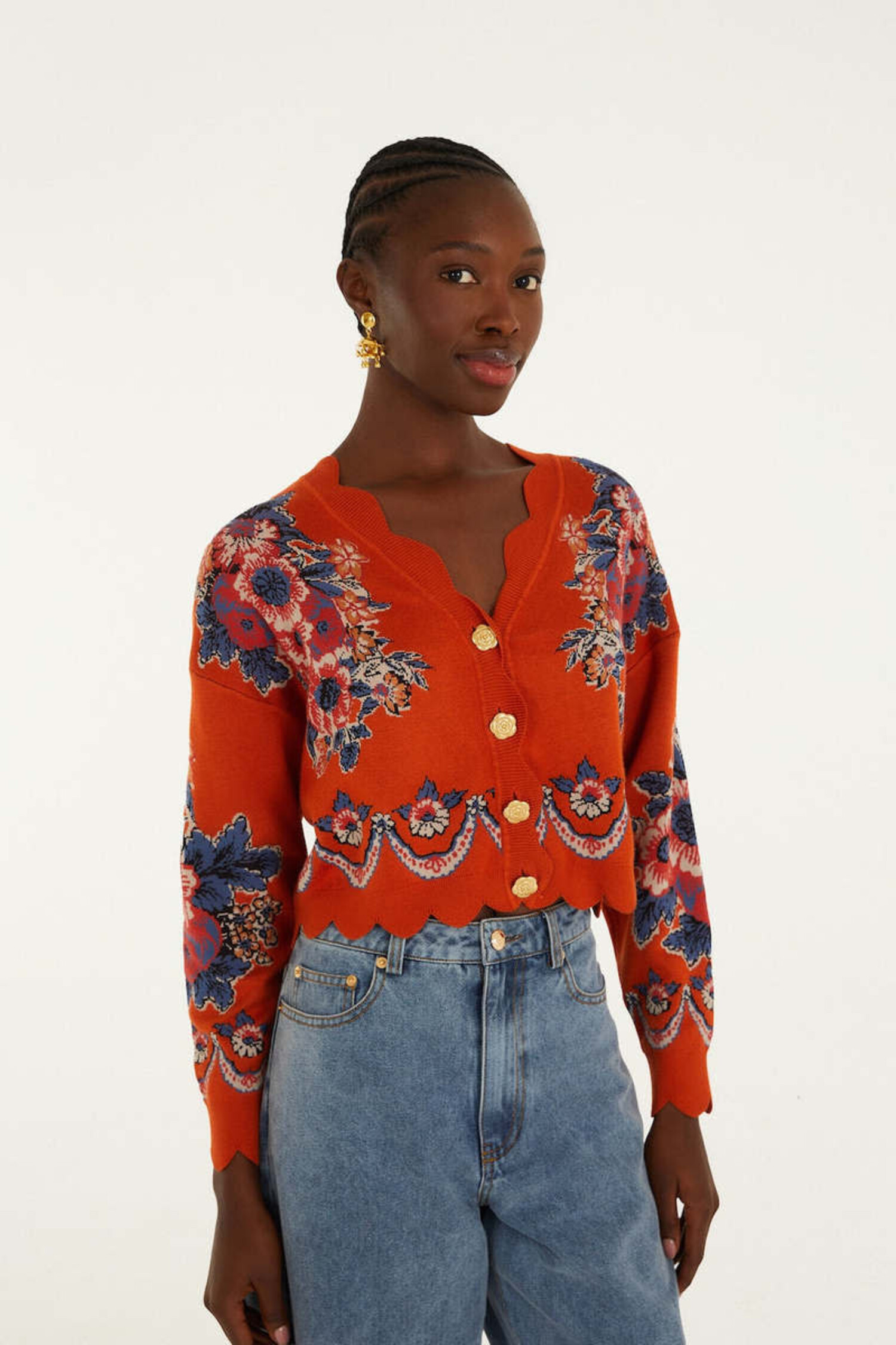 Farm Rio Victorian Floral Cardigan Sweater - Tulips in Little Rock