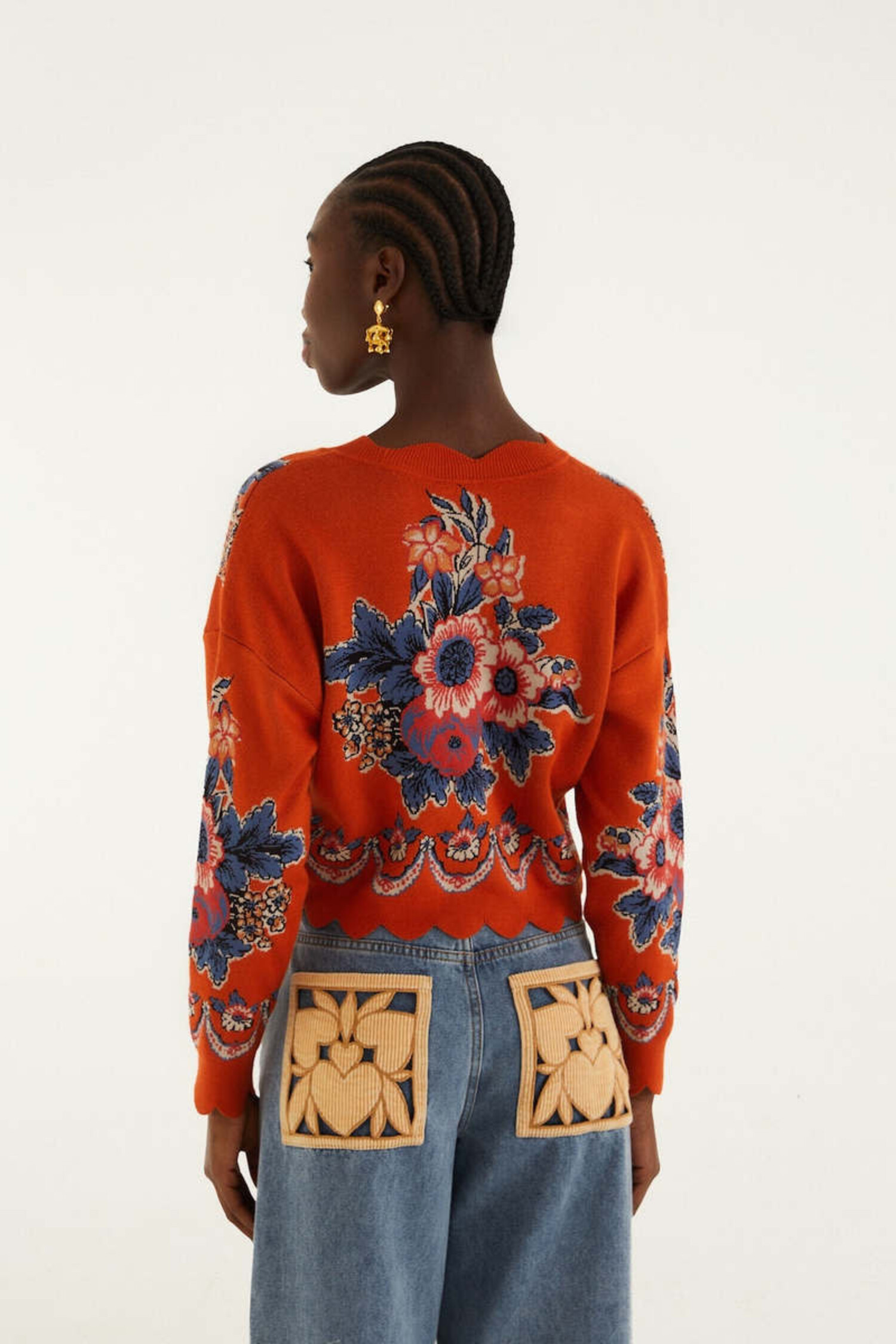 Victorian Floral Cardigan Sweater - Tulips in Little Rock