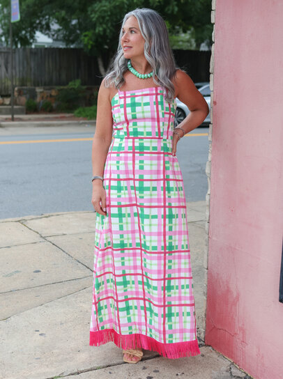 tcec dress pink Floral Print Tie Waist Fit & Flare Midi Dress Pink from TCEC exclusive Urbanheer