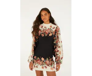 winter floral long-sleeve dress just add a jacket NA-08.05.26AM Aaliyah White Strapless Dress Color:Silver Multi