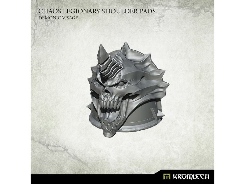 Kromlech Chaos Legionary Shoulder Pads - Demon Visage (KRCB233)