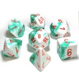 Chessex Chessex Gemini 7-Die Set Mint Green White / Orange