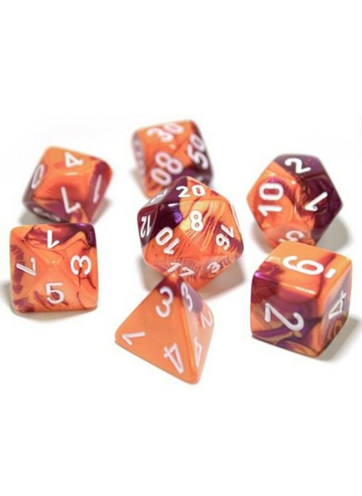 Chessex Gemini 7-Die Set Orange Purple / White