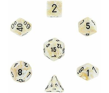 Chessex Marble 7-Die Set Ivory / Black