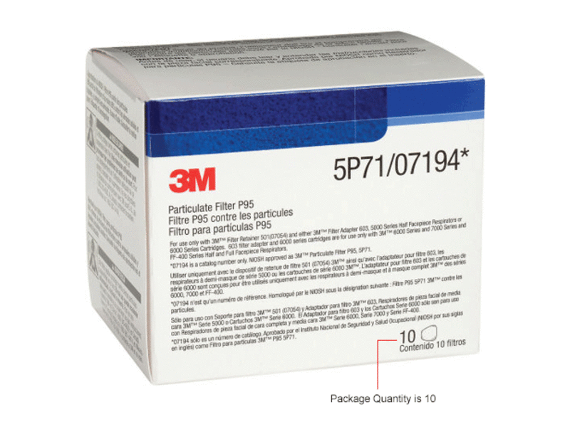 3M 6000 Series Prefilters for Respirator Cartridges (Box of 10)
