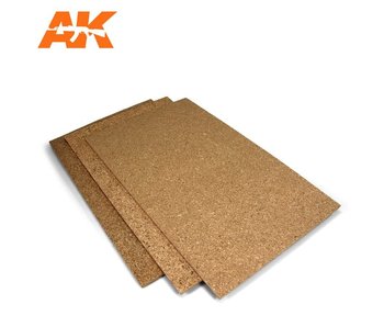 Ak Interactive Cork Sheets - Fine Grained - 200 X 300 X 1-2-3Mm (3 Sheets)