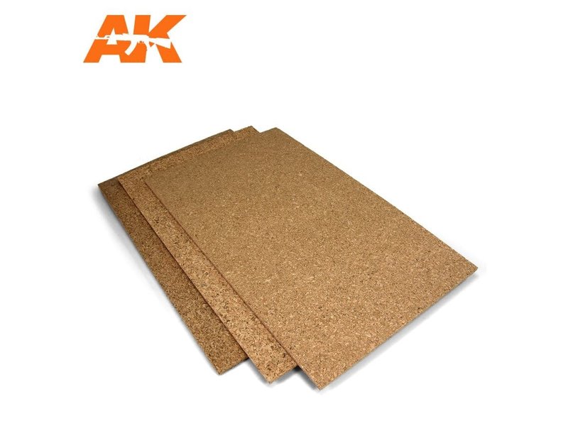 AK Interactive Ak Interactive Cork Sheets - Fine Grained - 200 X 300 X 1-2-3Mm (3 Sheets)