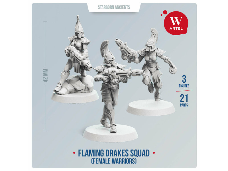 Artel W Miniatures ARTEL Flaming Drakes Female Warriors  (3 warriors)