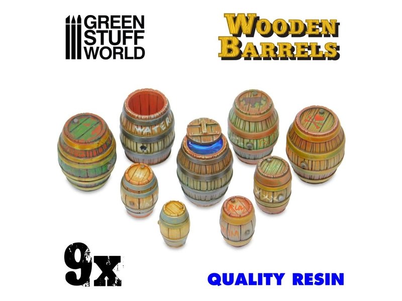 Green Stuff World GSW 9x Resin Wooden Barrels