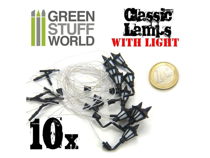 Green Stuff World GSW 10x Classic WALL Lamps with LED Lights