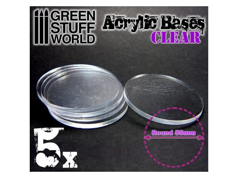 Green Stuff World GSW Acrylic Bases - Round 55 mm CLEAR