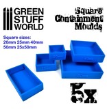 Green Stuff World GSW 5x Containment Moulds for Bases - Square