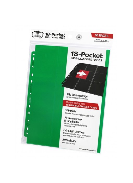 Ultimate Guard Supreme Pages Side-Loading 18-Pocket Green 10Ct