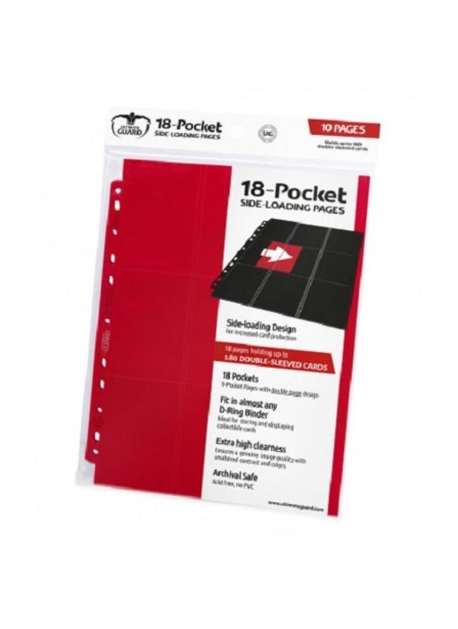 Ultimate Guard Supreme Pages Side-Loading 18-Pocket Red 10Ct