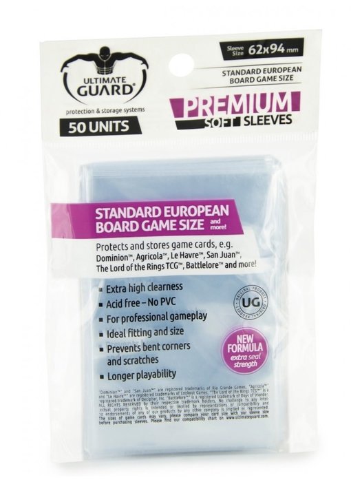 Ultimate Guard Sleeves Premium Bg Cards Standard European 50Ct