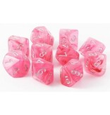 Chessex Ghostly Glow 10 * D10 Pink / Silver Chessex Dice (CHX27324)