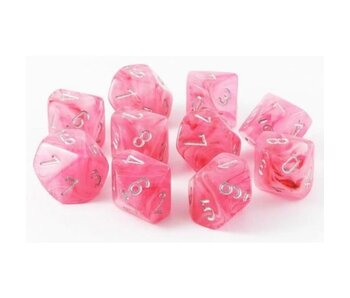 Ghostly Glow 10 * D10 Pink / Silver Chessex Dice (CHX27324)