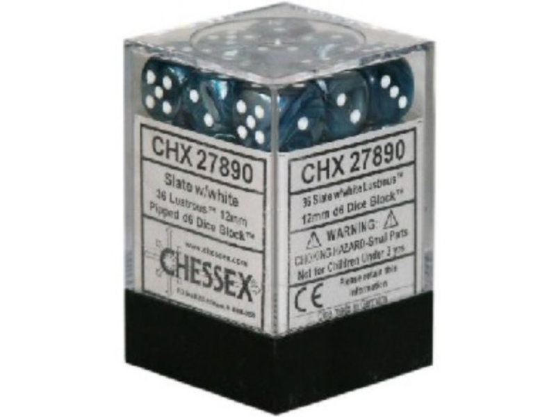 Chessex Lustrous 36 * D6 Slate / White 12mm Chessex Dice (CHX27890)