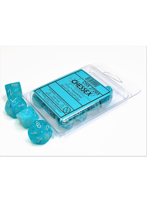 Cirrus 10 * D10 Aqua / Silver Chessex Dice (CHX27265)