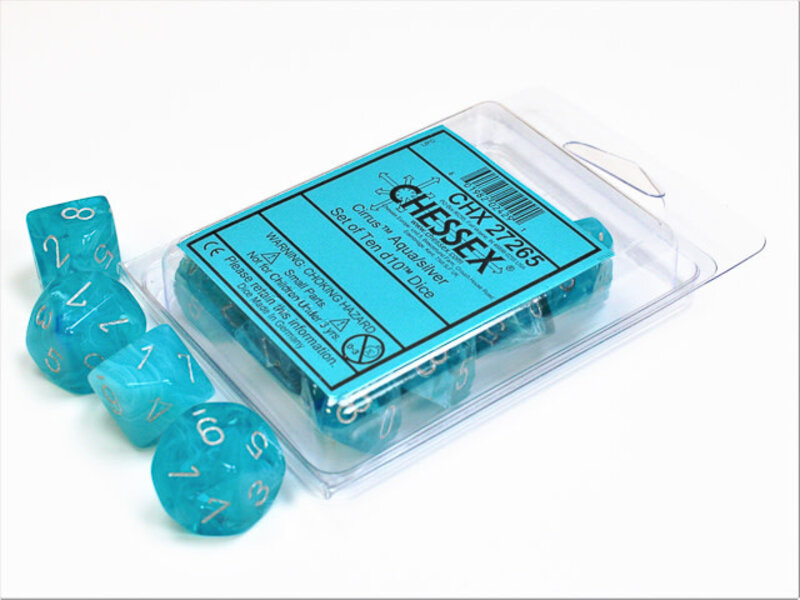 Chessex Cirrus 10 * D10 Aqua / Silver Chessex Dice (CHX27265)