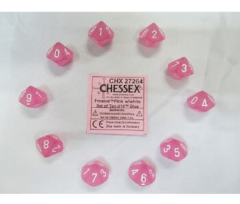 Frosted 10 * D10 Pink / White Chessex Dice (CHX27264)