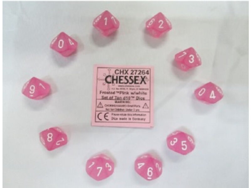 Chessex Frosted 10 * D10 Pink / White Chessex Dice (CHX27264)