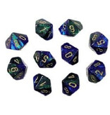 Chessex Gemini 10 * D10 Blue-Green / Gold Chessex Dice (CHX26236)