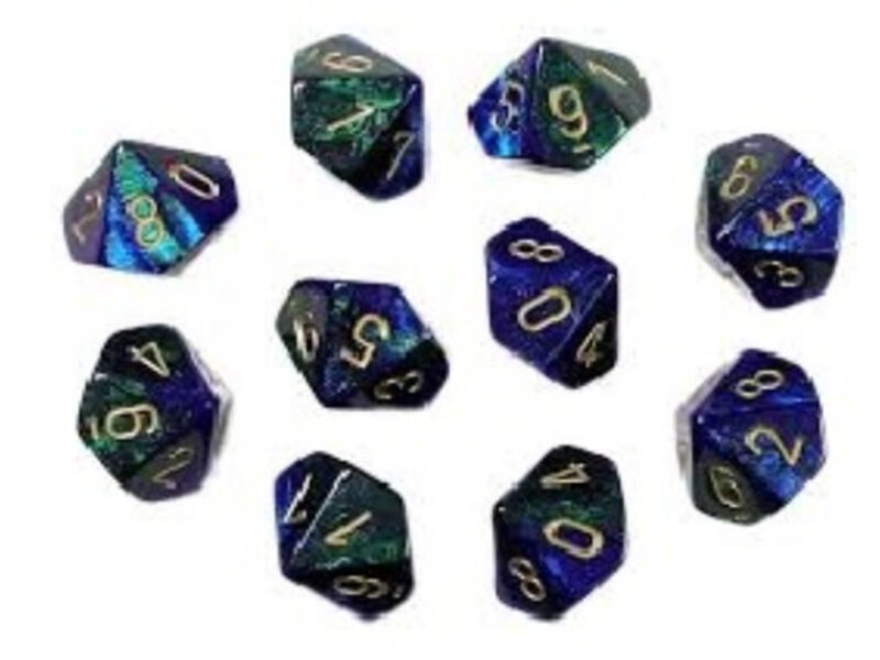 Chessex Gemini 10 * D10 Blue-Green / Gold Chessex Dice (CHX26236)