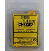 Chessex Translucent 10-Die Set D10 Yellow W / White Chessex Dice (CHX23272)