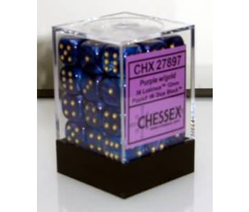 Lustrous 36 * D6 Purple / Gold 12mm Chessex Dice (CHX27897)