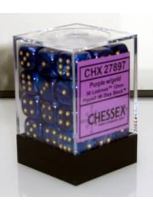 Lustrous 36 * D6 Purple / Gold 12mm Chessex Dice (CHX27897)