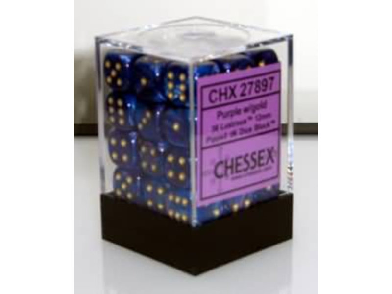Chessex Lustrous 36 * D6 Purple / Gold 12mm Chessex Dice (CHX27897)