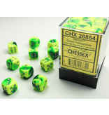 Chessex Gemini 36 * D6 Green-Yellow / Silver 12mm Chessex Dice (CHX26854)