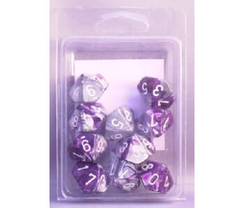 Gemini 10 * D10 Purple-Steel / White Chessex Dice (CHX26232)