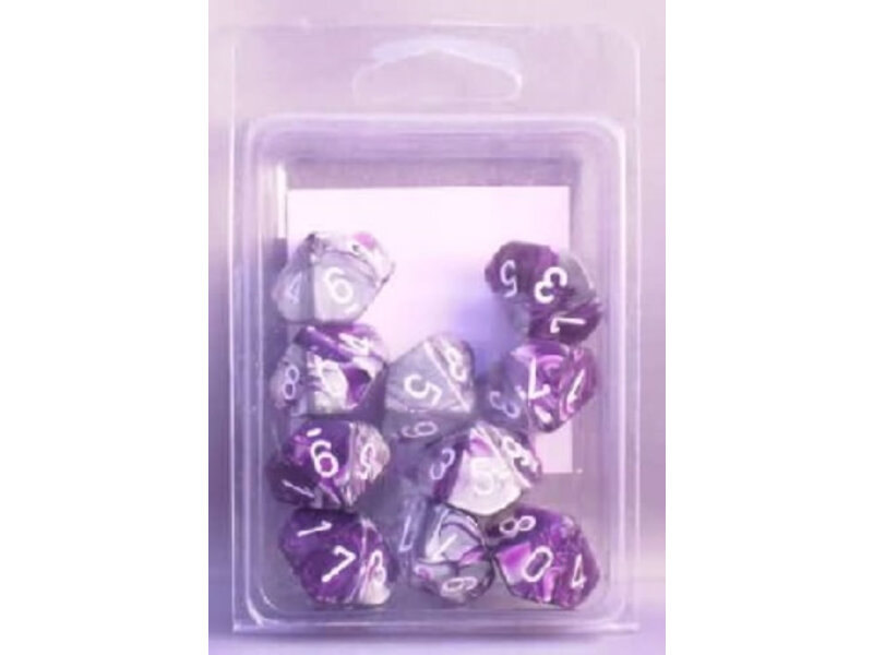 Chessex Gemini 10 * D10 Purple-Steel / White Chessex Dice (CHX26232)