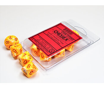 Festive 10 * D10 Sunburst / Red Chessex Dice (CHX27253)