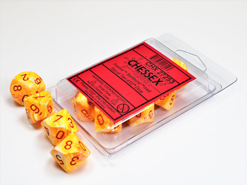 Chessex Festive 10 * D10 Sunburst / Red Chessex Dice (CHX27253)