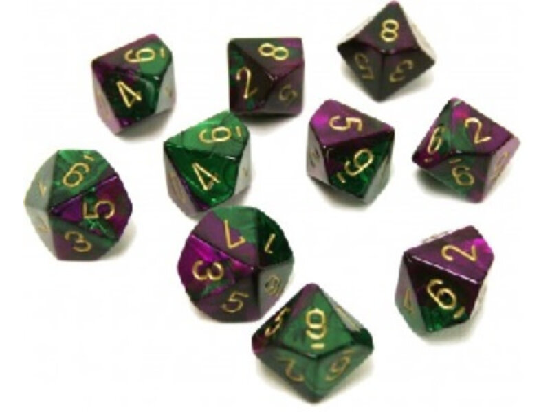 Chessex Gemini 10 * D10 Green-Purple / Gold Chessex Dice (CHX26234)