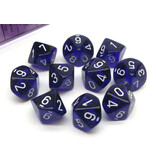 Chessex Translucent 10 * D10 Purple / White - New Version Chessex Dice (CHX23277)