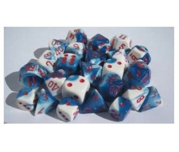 Gemini 10 * D10 Astral-Blue / Red Chessex Dice (CHX26257)